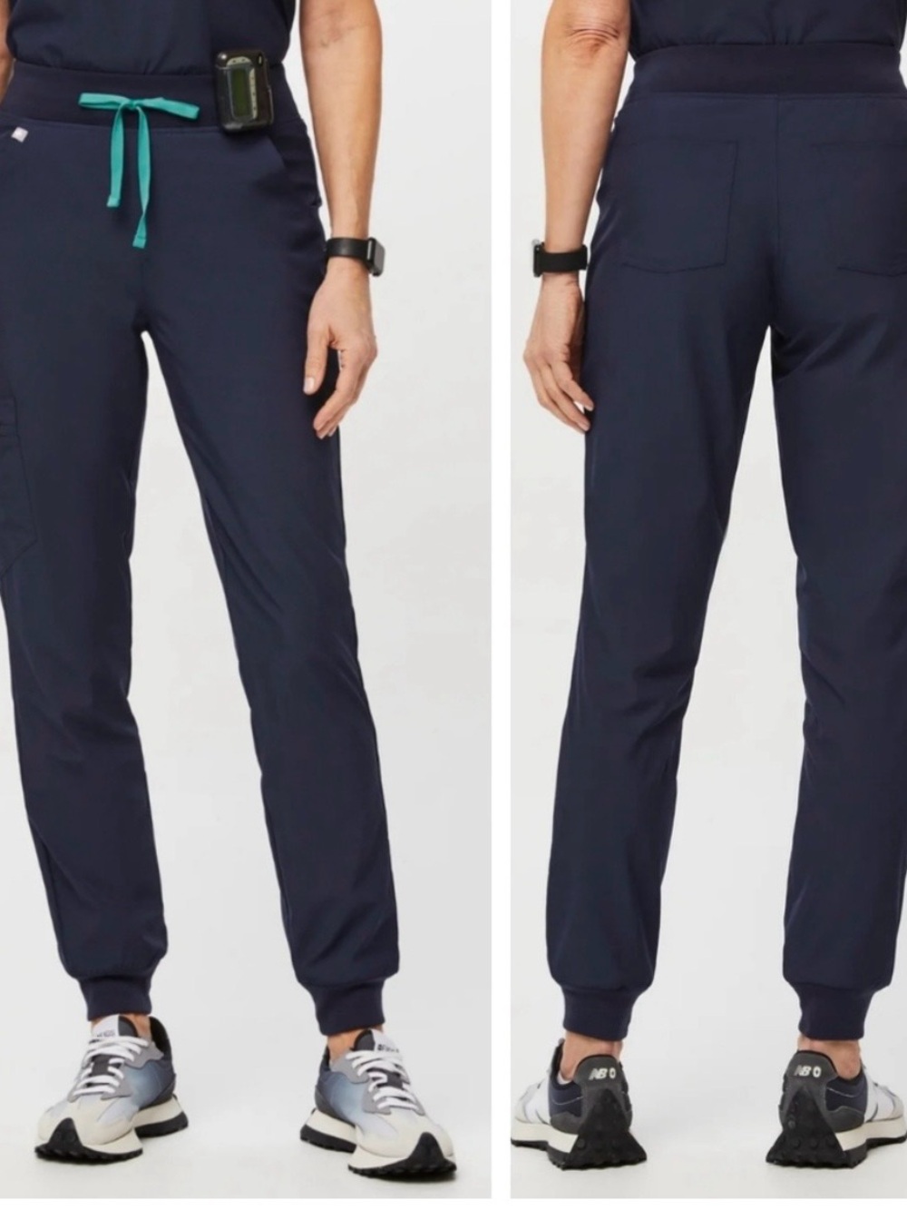 Figs FREEX LINED high waisted Zamora jogger scrubs pants. Navy. Size Medium
